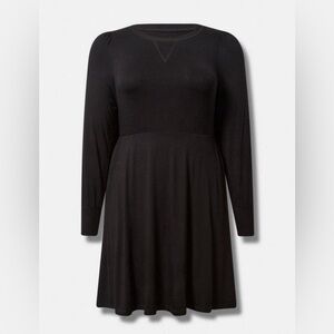 Torrid Mini Super Soft Puff Sleeve Skater Dress Black
